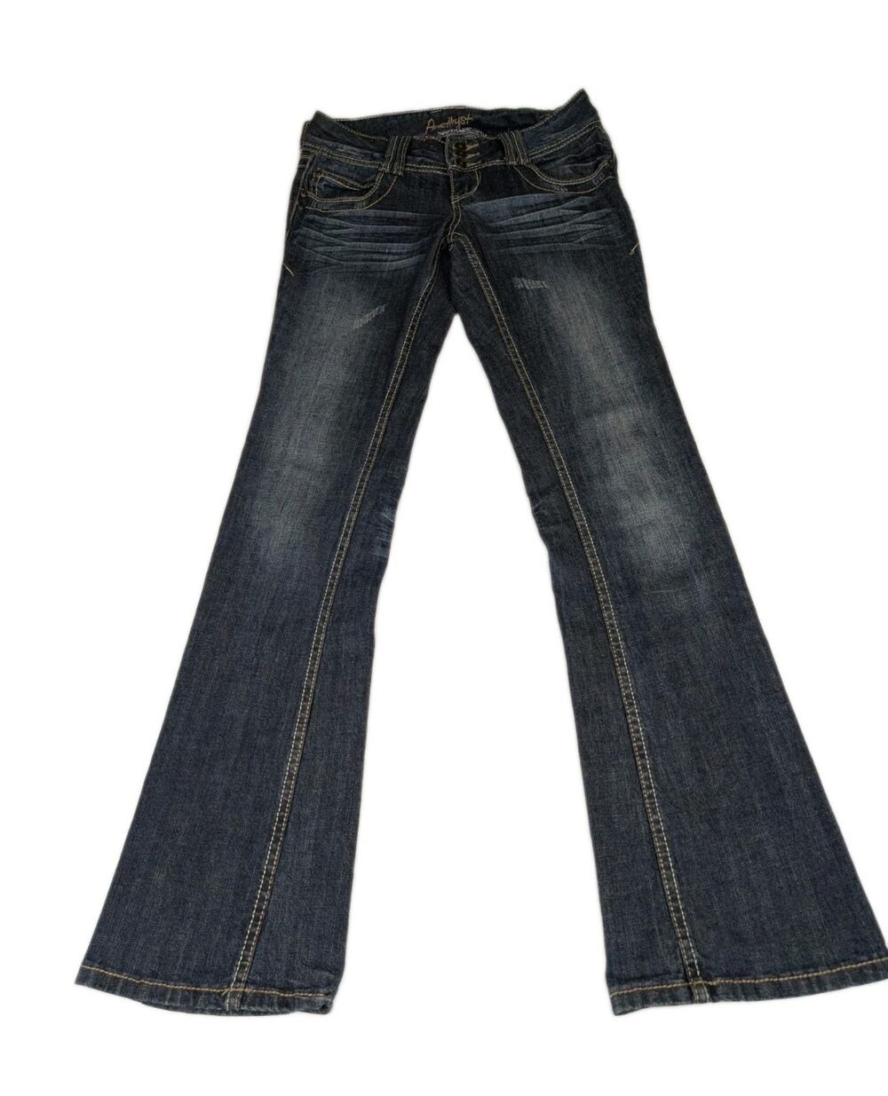 Amethyst Jeans Distressed Women's Size 3 Low Rise 26 Waist 32 Inseam